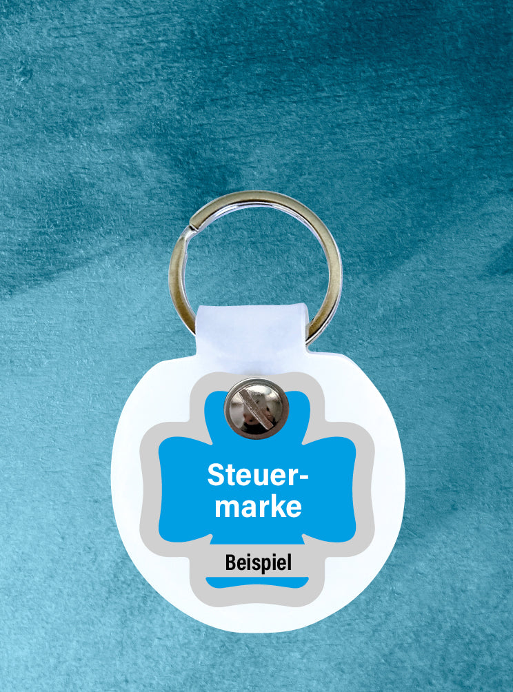Humabu, der antiklimper Hundemarkenbund, Basic, weiß, Hundemarke geräuschlos, klapperfrei, Hundemarkentasche wetterfest