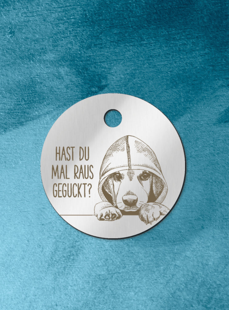 Humabu, der antiklimper Hundemarkenbund, Designmarke, hundemarke klapperfrei, hundemarkentasche wetterfest
