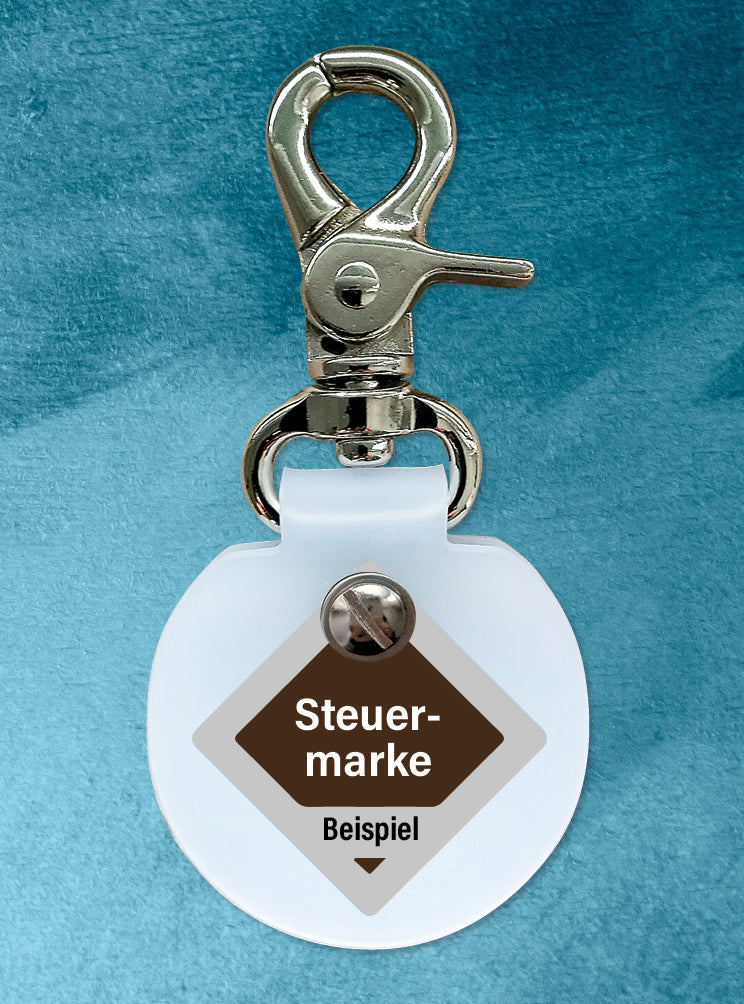 Humabu, der antiklimper Hundemarkenbund, Humabu Standard, Hundemarke geräuschlos, klapperfrei, Hundemarkentasche wetterfest