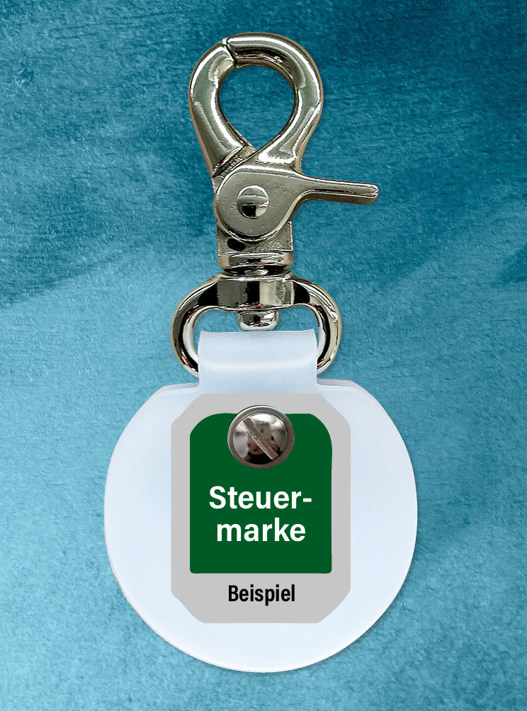 Humabu, der antiklimper Hundemarkenbund, Humabu Standard, Hundemarke geräuschlos, klapperfrei, Hundemarkentasche wetterfest