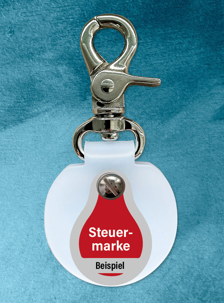 Humabu, der antiklimper Hundemarkenbund, Humabu Standard, Hundemarke geräuschlos, klapperfrei, Hundemarkentasche wetterfest