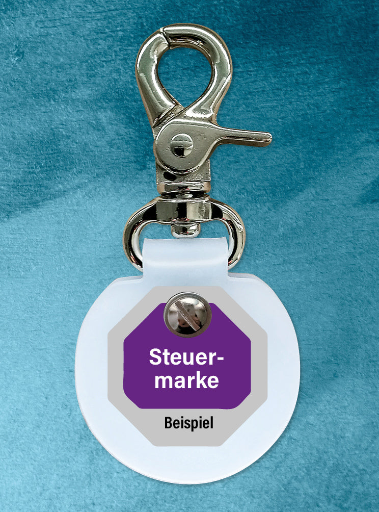 Humabu, der antiklimper Hundemarkenbund, Humabu Standard, Hundemarke geräuschlos, klapperfrei, Hundemarkentasche wetterfest