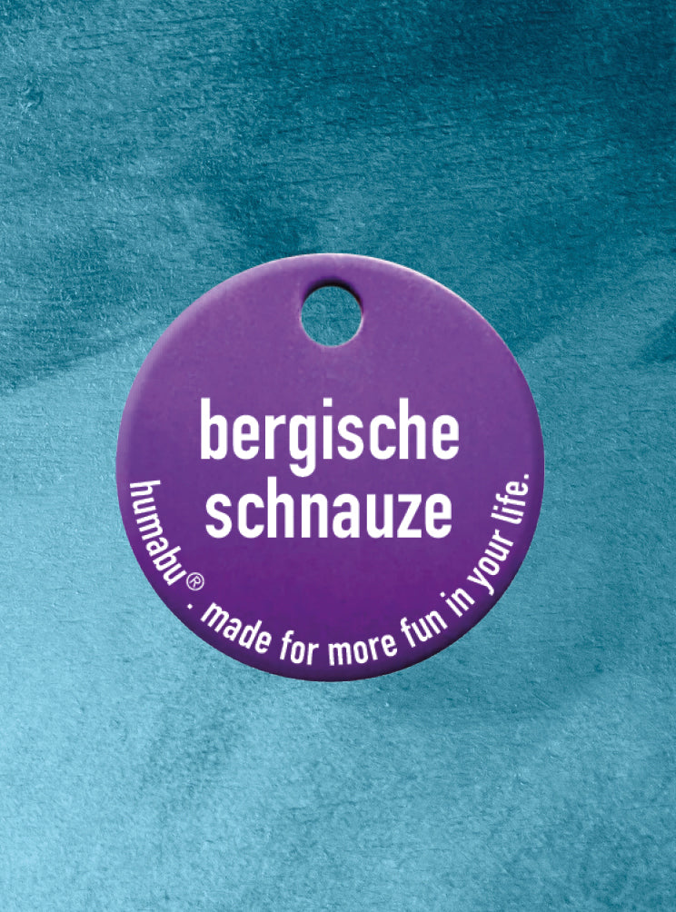 Humabu, der antiklimper Hundemarkenbund, Hundemarke "bergische schnauze", Hundemarke klapperfrei, Hundemarkentasche wetterfest