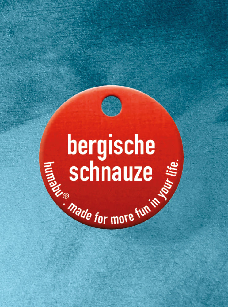Humabu, der antiklimper Hundemarkenbund, Hundemarke "bergische schnauze", Hundemarke klapperfrei, Hundemarkentasche wetterfest