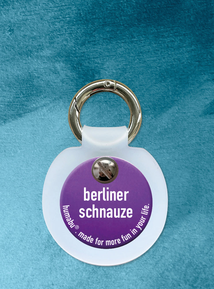 Humabu, der antiklimper Hundemarkenbund, Hundemarke "Berliner schnauze", Hundemarke klapperfrei, Hundemarkentasche wetterfest