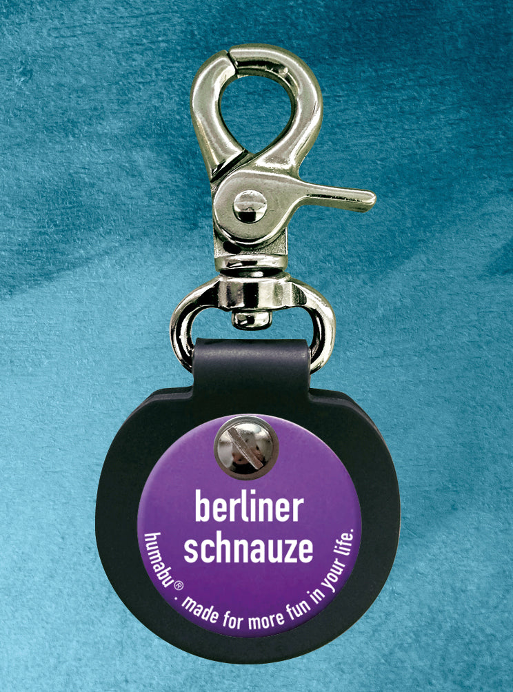Humabu, der antiklimper Hundemarkenbund, Hundemarke "Berliner schnauze", Hundemarke klapperfrei, Hundemarkentasche wetterfest