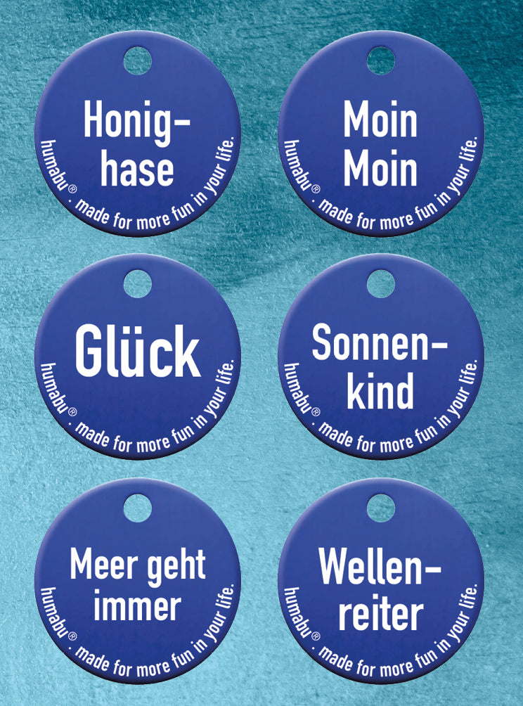 Humabu, der antiklimper Hundemarkenbund, deine individuelle Hundemarke, Hundemarke klapperfrei