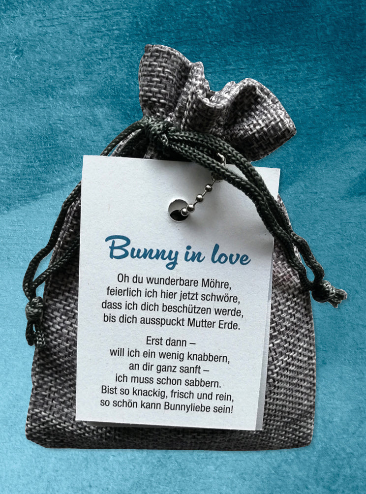 Humabu, der antiklimper Hundemarkenbund, for you Bunny in love, Hundemarke klapperfrei, Hundemarkentasche wetterfest