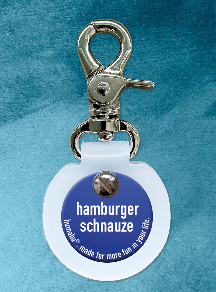 Humabu, der antiklimper Hundemarkenbund, Hundemarke "Hamburger schnauze", Hundemarke klapperfrei, Hundemarkentasche wetterfest