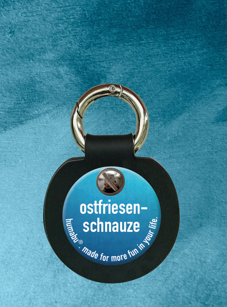 Humabu, der antiklimper Hundemarkenbund, Hundemarke "ostfriesen-schnauze", Hundemarke klapperfrei, Hundemarkentasche wetterfest