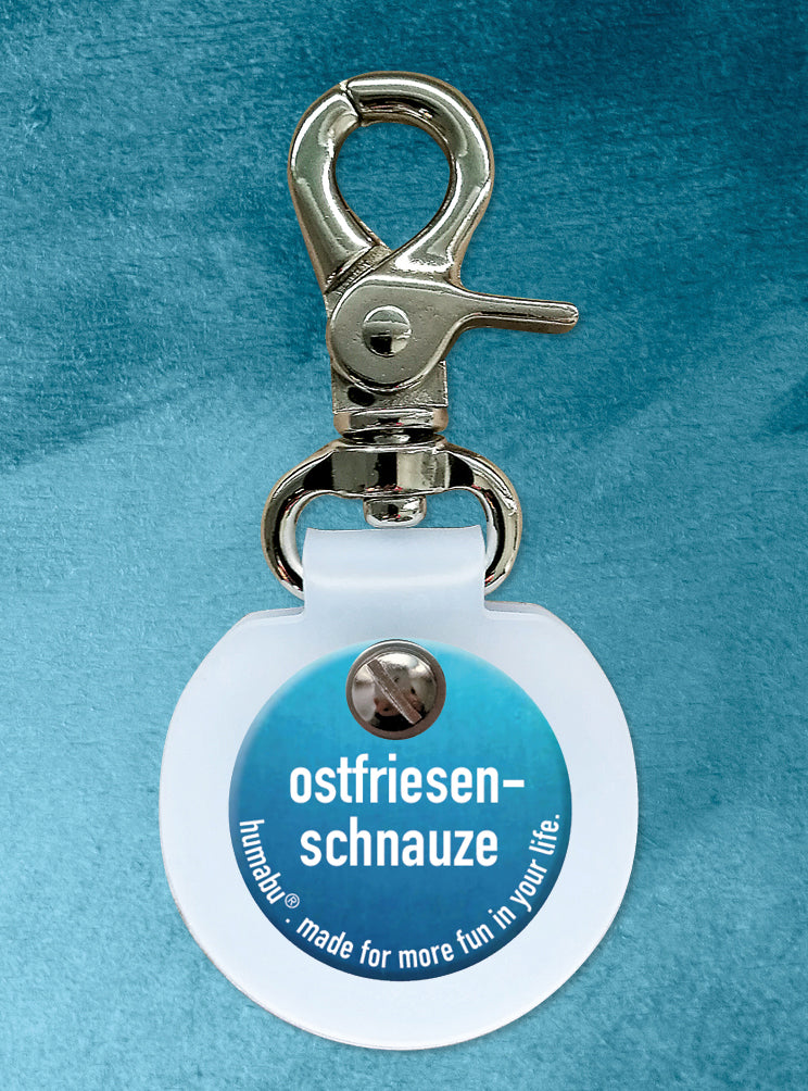 Humabu, der antiklimper Hundemarkenbund, Hundemarke "ostfriesen-schnauze", Hundemarke klapperfrei, Hundemarkentasche wetterfest