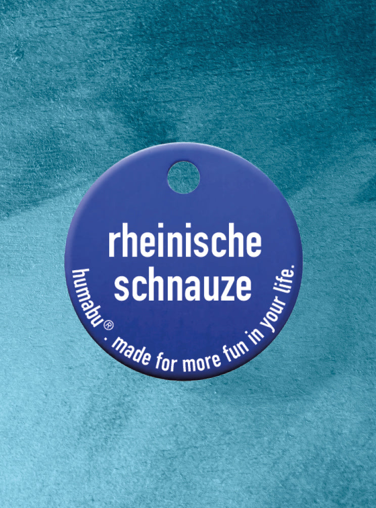 Humabu, der antiklimper Hundemarkenbund, Hundemarke "rheinische schnauze", Hundemarke klapperfrei, Hundemarkentasche wetterfest