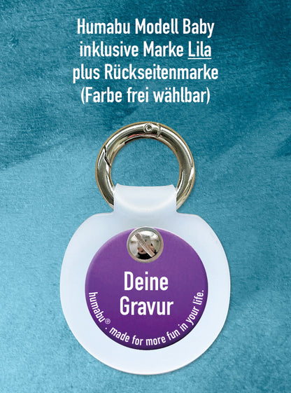 Humabu Geschenkset - persönliches Geschenk, Humabu Baby plus Hundemarke individuell graviert