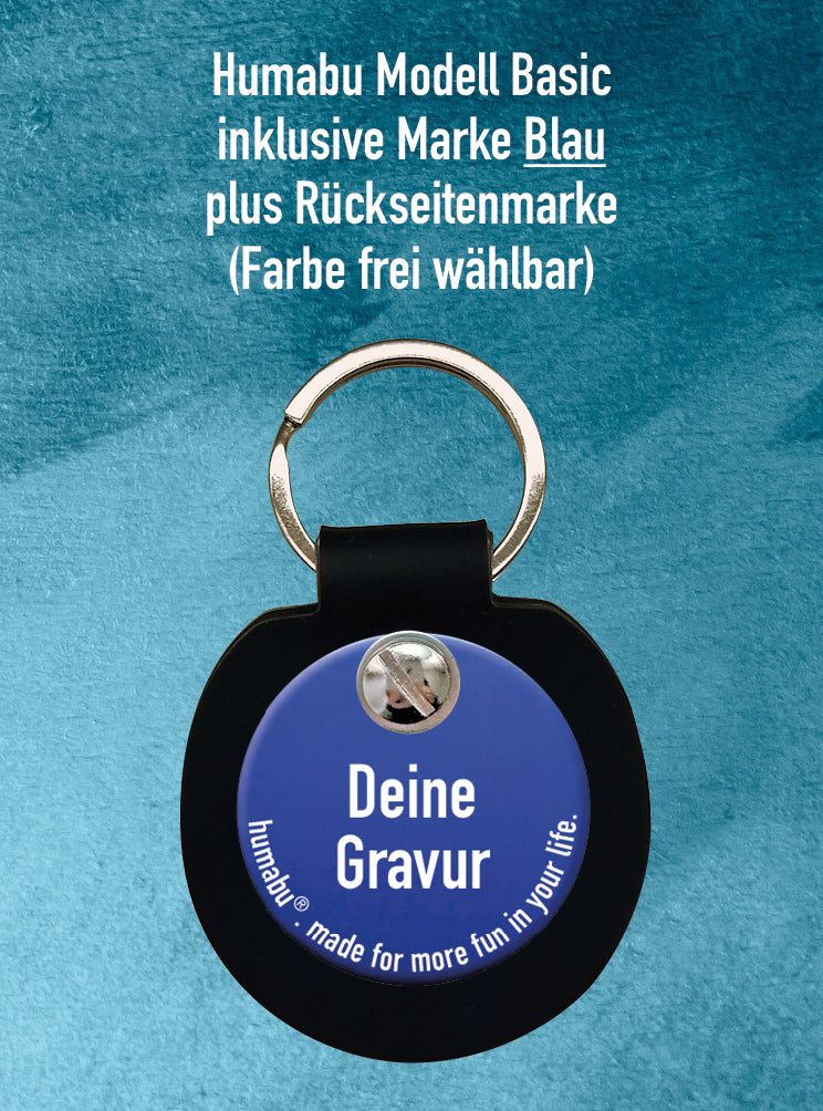 Humabu Geschenkset - personalisierter Schlüsselanhänger bestehend aus Humabu Basic und zwei Hundemarken mit Gravur