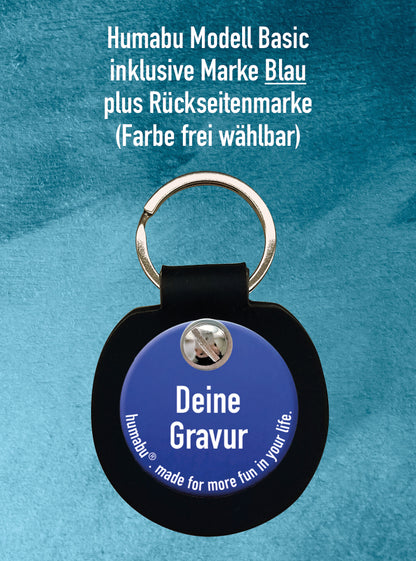 Humabu Geschenkset - personalisierter Schlüsselanhänger bestehend aus Humabu Basic und zwei Hundemarken mit Gravur