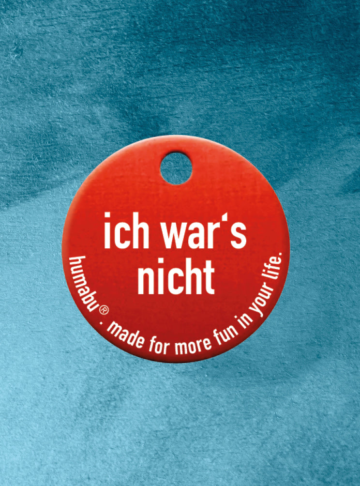 Humabu - Hundemarke Rot mit Gravur "ich war's nicht"