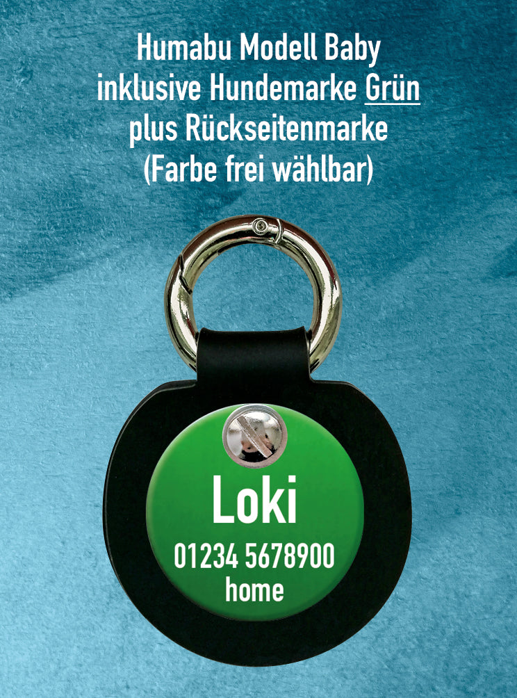 Humabu Set – Hundemarke geräuschlos und mit Gravur