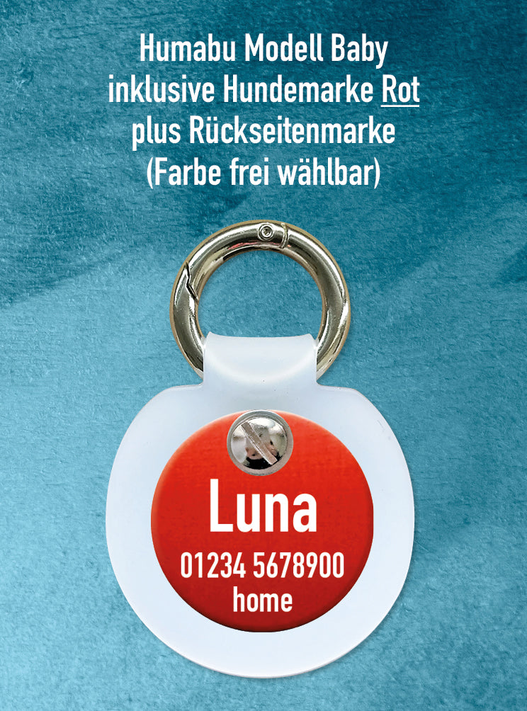 Humabu Set – Hundemarke mit Telefonnummer und geräuschlos