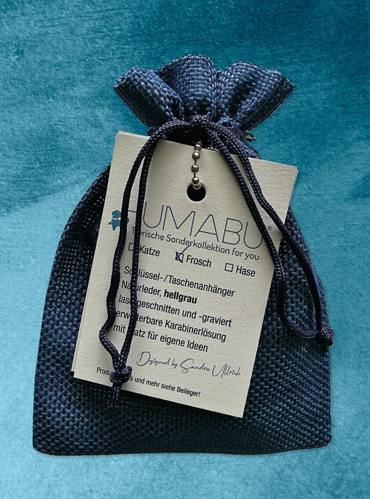 Humabu for you - Taschenanhänger Frosch, als Geschenk verpackt