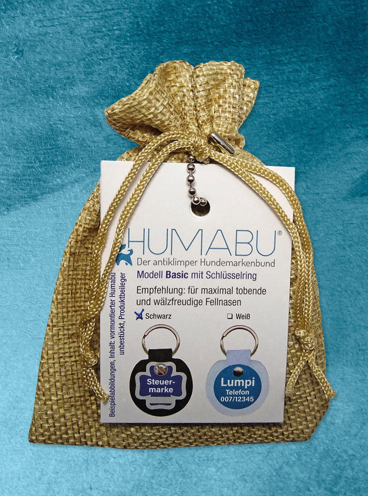 Humabu, der antiklimper Hundemarkenbund, Hundemarkentasche, Hundemarke geräuschlos, Hundemarke klapperfrei, Hundemarke klappert, klimpert, klingelt
