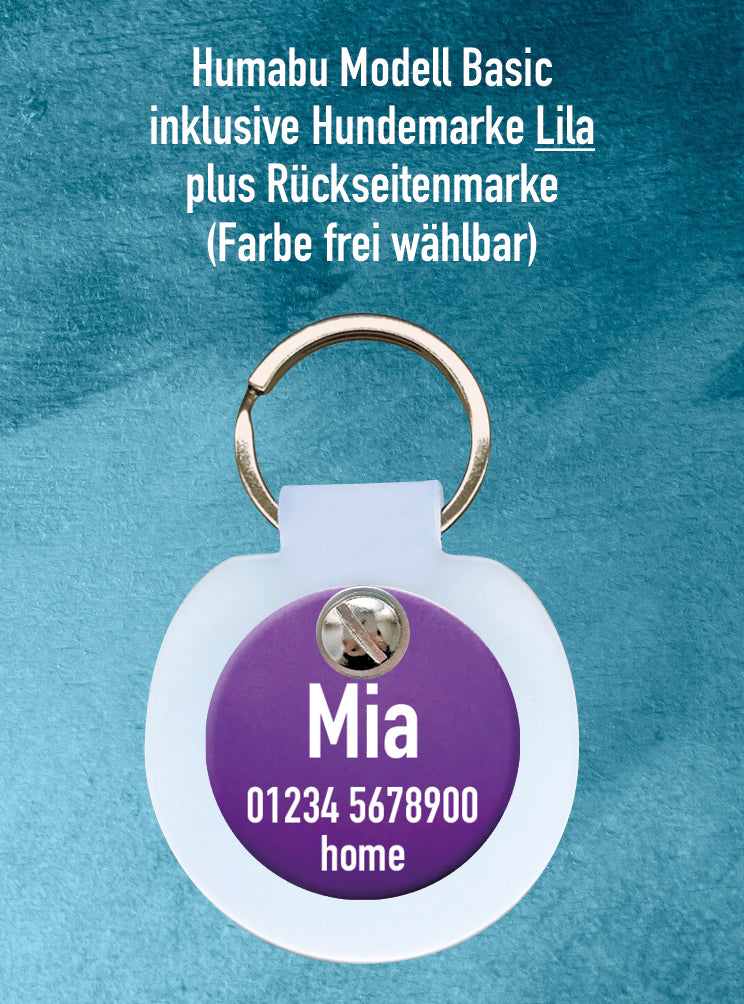 Humabu, der anriklimper Hundemarkenbund, Basic, Hundemarke geräuschlos, klapperfrei, Hundemarkentasche