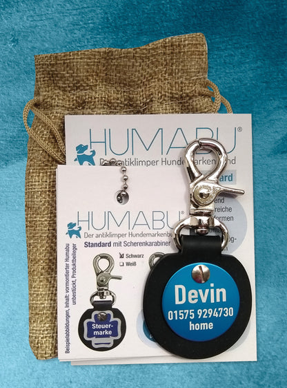 Humabu, der antiklimper Hundemarkenbund, Standard, Hundemarke klapperfrei, geräuschlos