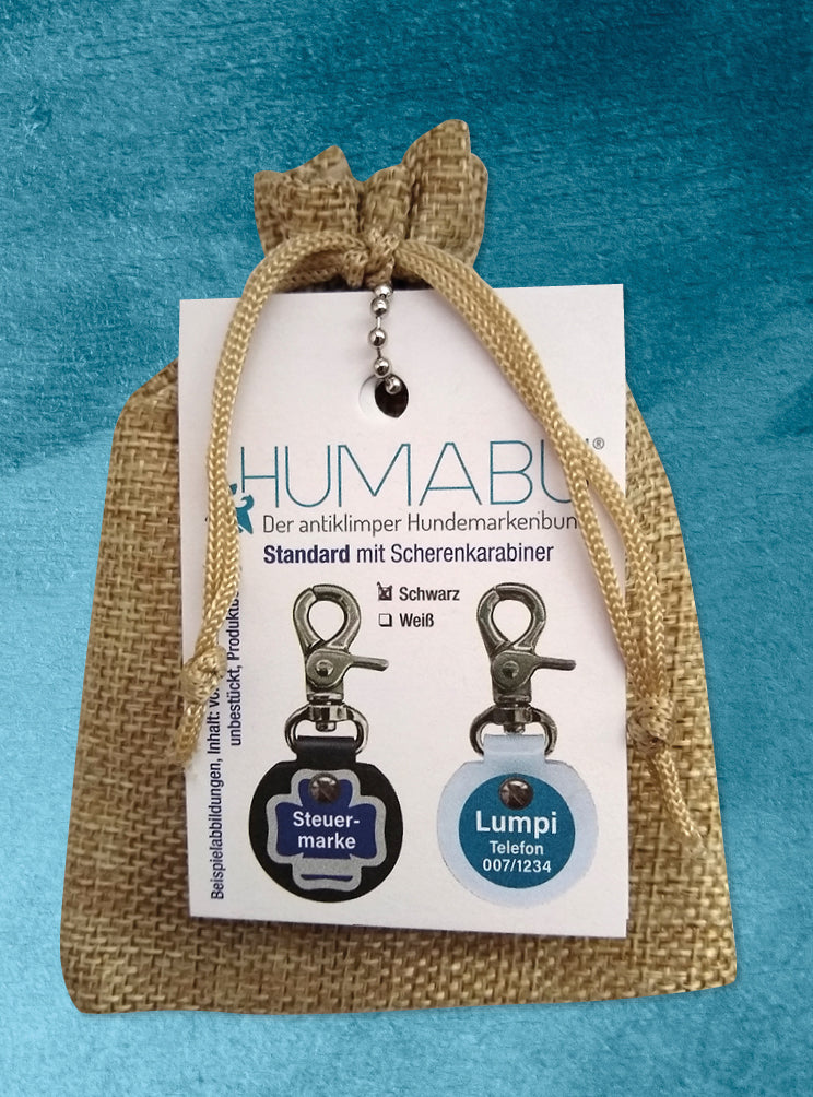 Humabu, der antiklimper Hundemarkenbund, Standard, Hundemarke klapperfrei, geräuschlos