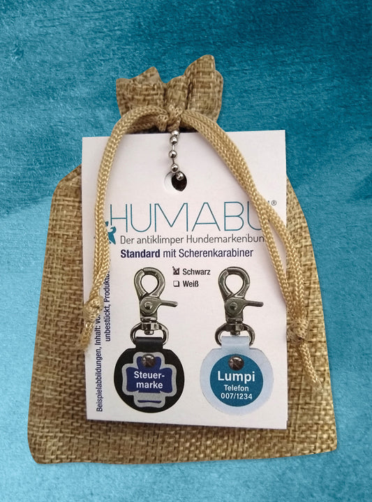 Humabu, der antiklimper Hundemarkenbund, Standard, Hundemarke klapperfrei, geräuschlos