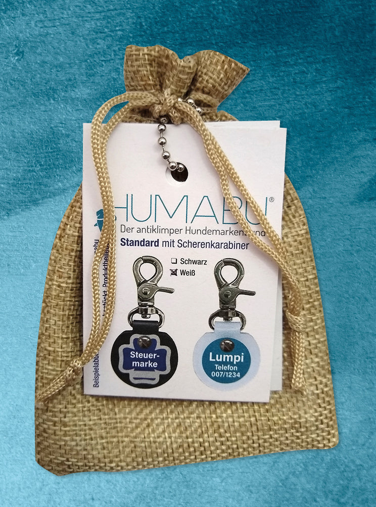 Humabu, der antiklimper Hundemarkenbund, Standard, Hundemarke geräuschlos, klapperfrei