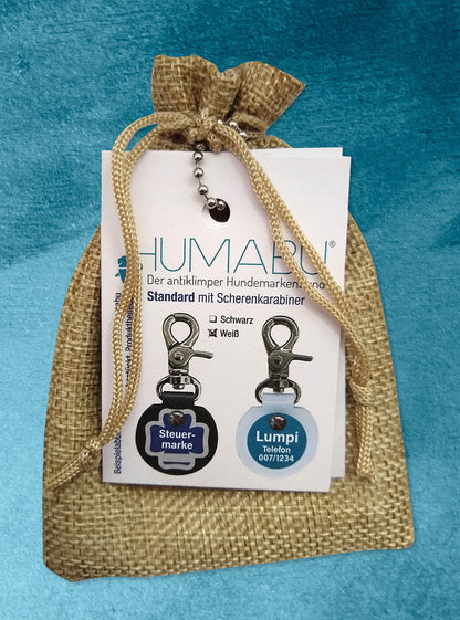 Humabu, der antiklimper Hundemarkenbund, Standard, Hundemarke geräuschlos, klapperfrei