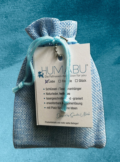 Humabu, der antiklimper Hundemarkenbund, for you Fellnase, Hundemarke klapperfrei, Hundemarkentasche wetterfest