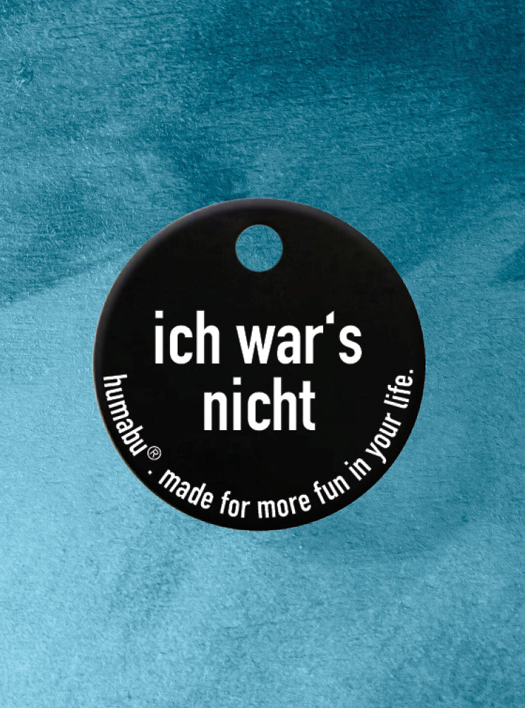 Humabu, der antiklimper Hundemarkenbund, Hundemarke "ich wars nicht", Hundemarke klapperfrei, Hundemarkentasche wetterfest