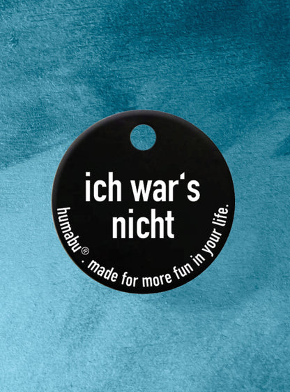Humabu, der antiklimper Hundemarkenbund, Hundemarke "ich wars nicht", Hundemarke klapperfrei, Hundemarkentasche wetterfest