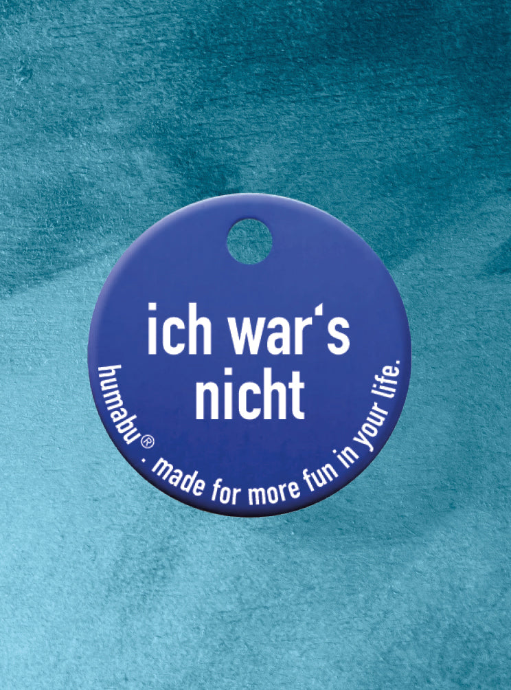 Humabu, der antiklimper Hundemarkenbund, Hundemarke "ich wars nicht", Hundemarke klapperfrei, Hundemarkentasche wetterfest