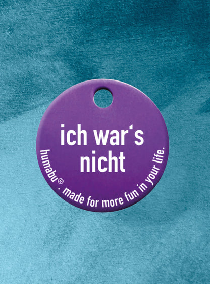 Humabu, der antiklimper Hundemarkenbund, Hundemarke "ich wars nicht", Hundemarke klapperfrei, Hundemarkentasche wetterfest