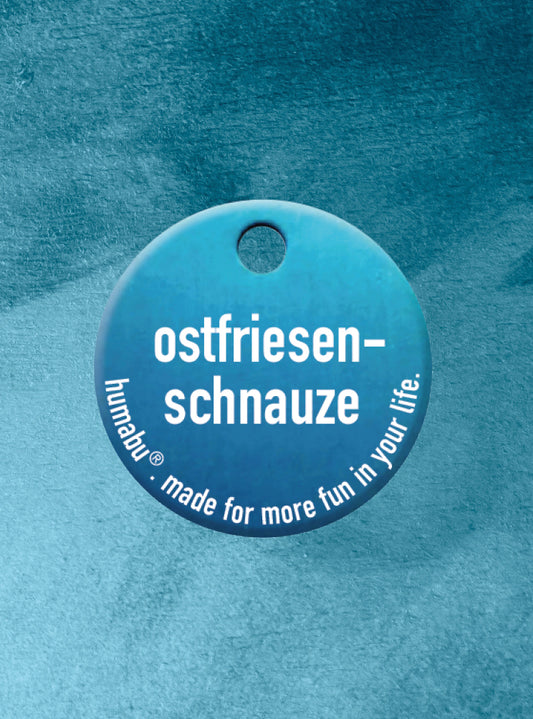 Humabu, der antiklimper Hundemarkenbund, Hundemarke "ostfriesen-schnauze", Hundemarke klapperfrei, Hundemarkentasche wetterfest