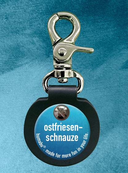 Humabu, der antiklimper Hundemarkenbund, Hundemarke "ostfriesen-schnauze", Hundemarke klapperfrei, Hundemarkentasche wetterfest