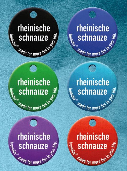 Humabu, der antiklimper Hundemarkenbund, Hundemarke "rheinische schnauze", Hundemarke klapperfrei, Hundemarkentasche wetterfest